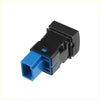 Black and blue plastic hole expansion port switch connector with molded locking tabs for Toyota vehicles