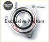 Silver metallic Hyundai Genesis 2.0T turbo blow off valve flange adapter with black rubber seal and precise markings