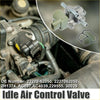Idle air control valve with gasket for toyota tundra 2000-2002 silver and black with green wire connector shown installed and close-up