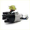 Black and silver ignition distributor with brass cap and wiring harness for 1.5L j15 nissan datsun 720 back side view
