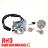 Silver metal ignition door fuel cap lock assembly with wiring harness and key for right-hand drive toyota hilux models
