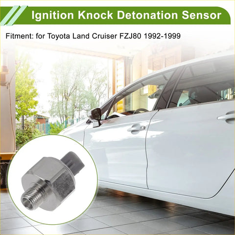 Silver metallic ignition knock detonation sensor with hex body and threaded end for toyota land cruiser fzj80 1992-1999
