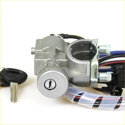 Silver metal ignition lock switch assembly with black key and wiring for mazda b series b2000 b2200 b2600