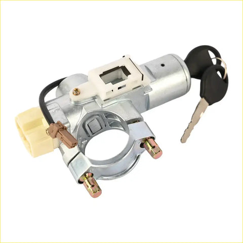 Silver metal ignition starter switch lock cylinder with black keys and beige connector for nissan pathfinder sentra