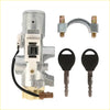 Silver metal ignition starter switch lock cylinder with two black key fobs and bracket for nissan pathfinder sentra