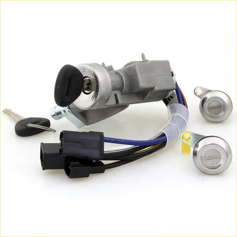 Silver ignition steering switch assembly with black key and wiring harness for mazda bongo friendee 2wd