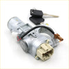 Silver metal ignition switch steering lock with black key fob and keys for nissan pathfinder terrano r50