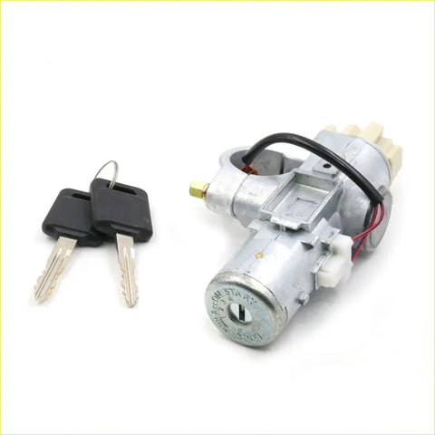 Silver metal ignition switch with black plastic key fob and two keys for nissan pulsar sunny sentra 2000-2005