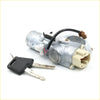 Silver metal ignition switch with steering lock black wires beige connectors and two keys for nissan pathfinder r50 suv