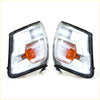 A pair of clear rectangular indicator corner lights with black plastic frames and amber lenses for toyota hilux ln166 d4d