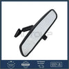 Black plastic inside rear view mirror for Jeep Wrangler with sleek rectangular design and adjustable mounting arm