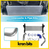 Silver aluminum intercooler with black brackets and chrome pipes for ford ranger px px2 and mazda bt50 3.2l performance kit