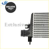 Black plastic and silver metal intercooler assembly with ribbed core for Toyota Hilux Fortuner 2016-2021