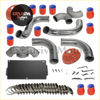 Chrome finished performance intake manifold kit with red honeycomb air filters and blue lined parts for nissan 300zx twin turbo