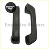 Black plastic interior armrest door pull handle grips with textured surface and mounting holes for nissan d21 x 2