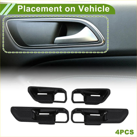 Black carbon fiber textured interior door handle bowl cover trim inserts for toyota land cruiser car doors