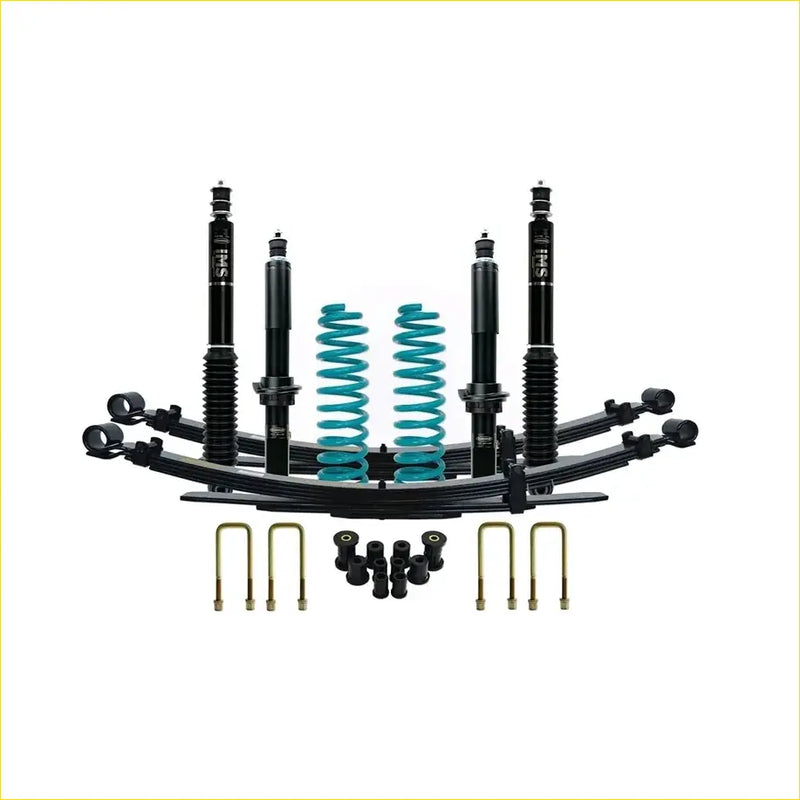 Black and teal coilover suspension kit with shock absorbers and springs for isuzu dmax mid 2020 on dobinsons lift kit