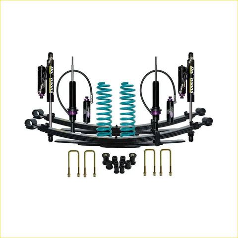 Black and teal coil springs with black doors branded shock absorbers for isuzu dmax mid 2020 on dobinsons monotube