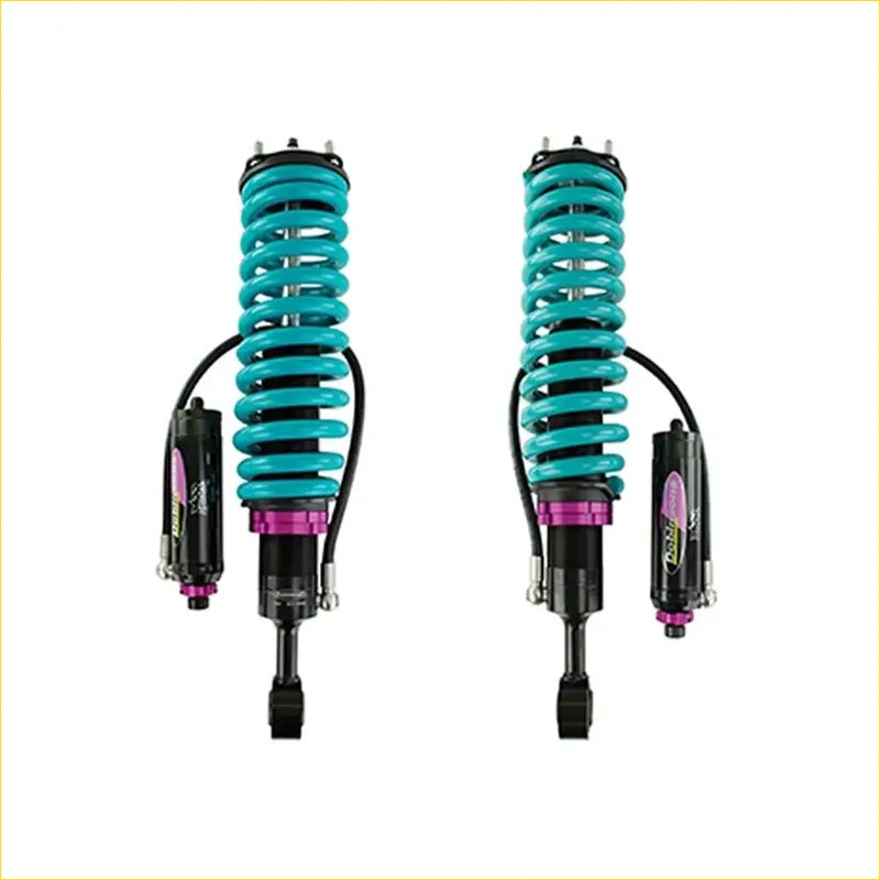 Teal and purple coilover suspension shocks with black parts for isuzu dmax mid 2020 on dobinsons monotube 3-way
