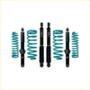 Set of teal coilover suspension components with black shocks and dobinsons branding for isuzu mu-x ucs85 lift kit