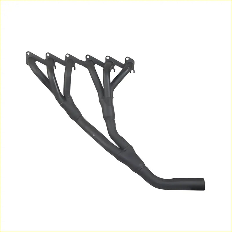 Black matte finished aftermarket exhaust manifold with four branch design and mounting brackets for l cruis hj47 2h diesel