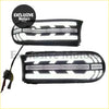 Black led daytime running lights for Toyota FJ Cruiser with sleek horizontal light strips and angular cutouts design