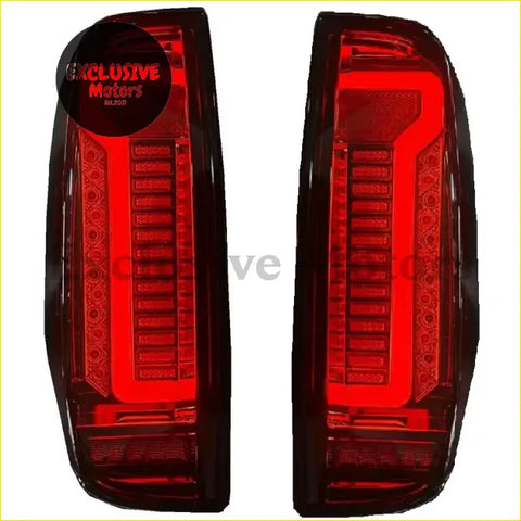 Red led tail lamp lights for nissan navara d40 frontier with sleek modern design and black housing shown from back side