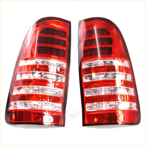Red led tail light x2 for toyota hilux sr5 2004-2016 with clear lens sections and sleek modern design back side view
