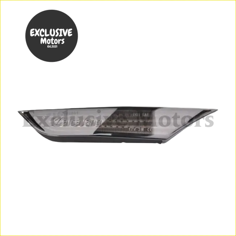 Clear plastic led turn signal for nissan gtr r35 with sleek angular design and metallic trim