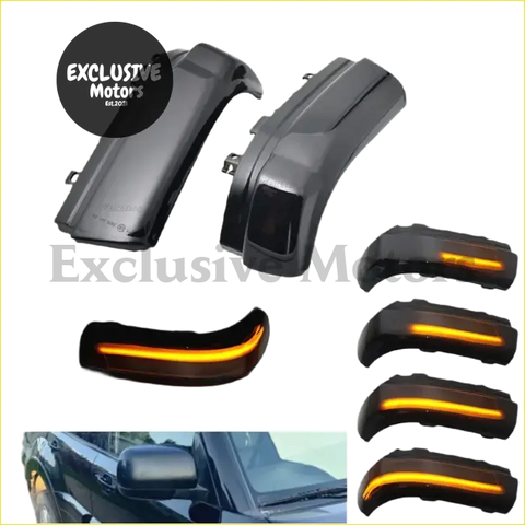 Black plastic led turn signal light mirror indicator with amber lighting for mitsubishi pajero shown from back side