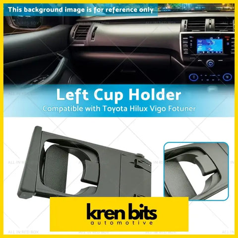 Black plastic left front cup holder trim designed for Toyota Hilux Vigo Fortuner interior replacement part