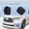 Black plastic left front tow hook cover for toyota highlander 2014-2016 shown from the back side