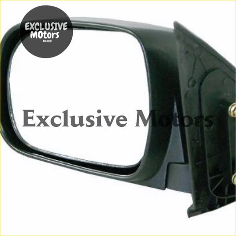 Black plastic left hand manual side mirror with rectangular reflective surface for toyota hilux 2005-2015
