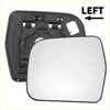 Black plastic left passenger side non-heated mirror glass assembly with rectangular reflective panel for toyota previa 1990-1997