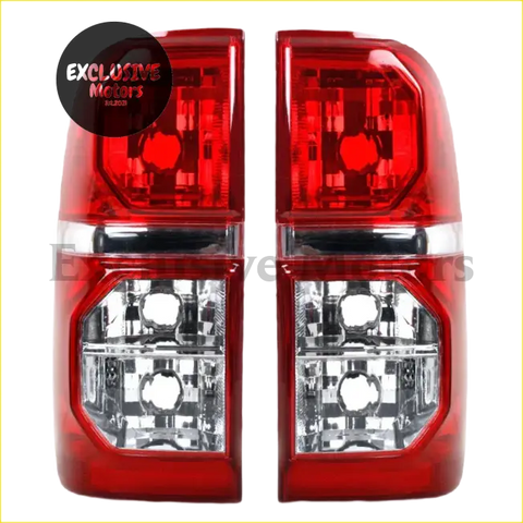 Left right tail light brake lamp for toyota hilux 2005-2015 with red chrome led angular modern design visible from back