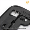 Back of black plastic heating pad with two metal connectors for left side heated white mirror glass toyota prius 2009-2016