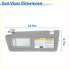 Left sun visor for toyota tacoma 2005-2015 gray plastic with rectangular vanity mirror window and warning label