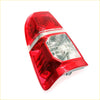 Left tail light for toyota hilux sr5 2012-2014 with red plastic, clear lens, and silver trim shown from back side