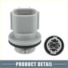 Gray plastic light bulb socket with black rubber gasket and metal contacts for toyota rav4 2013-2018 back side view