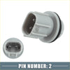 Back side of gray plastic light bulb socket with two metal pins and black rubber gasket for Toyota RAV4 2013-2018