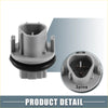 Gray plastic automotive bulb socket with black rubber gasket and three-pin contacts for 4wd ute offroad use