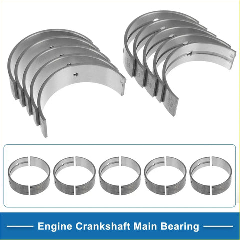 Set of silver tone steel main bearings with engraved markings for Toyota Land Cruiser 2002-2010 engine crankshaft