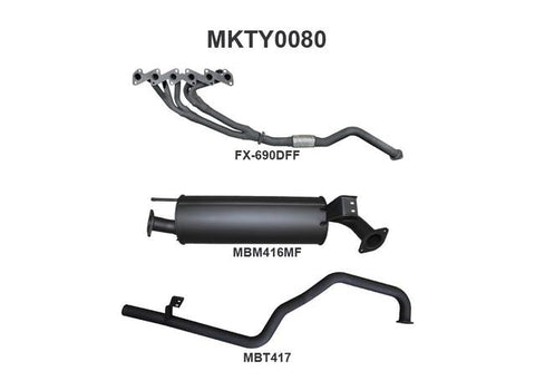 Manta 2.5" Exhaust With Extractors Quiet Fits HZJ105 4.2L