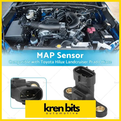 Black plastic map sensor with brass mounting fittings suitable for toyota hilux kun26r 3l 1kd-ftv and hiace