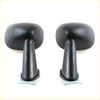 Black glossy finished side-view mirrors with smooth rounded housing and textured stems for mazda sedan ute 1963-1977