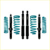 Teal and black coilover suspension kit with sho branded shocks for mitsubishi challenger 2008 to 2015 dobinsons lift kit