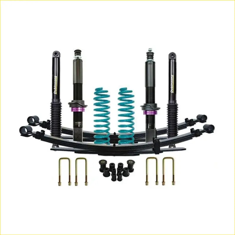 Black and teal coilover suspension kit with purple accents for mitsubishi triton ml mn 2006 to 2015 dobinsons ims monotube