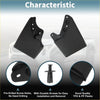 Black plastic mud flaps with pre-drilled holes and screws for easy no-drill installation on 2024-2025 toyota tacoma