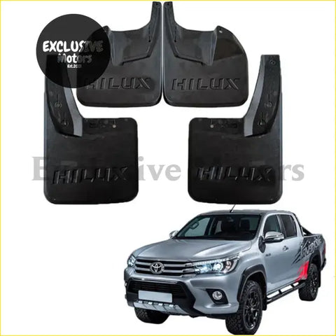 Black rubber mud flaps with embossed hilux branding for toyota hilux 4wd pickup trucks 2015-2021