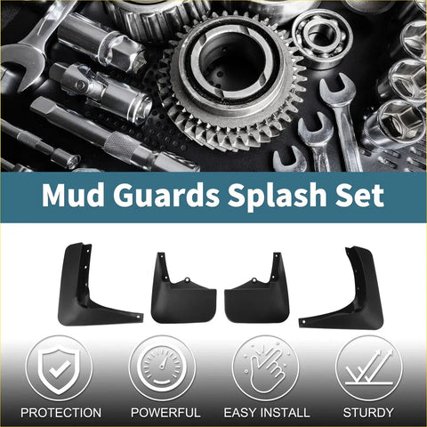 Black plastic mud flaps splash guards set for toyota hiace 1992-2003 shown from the back side